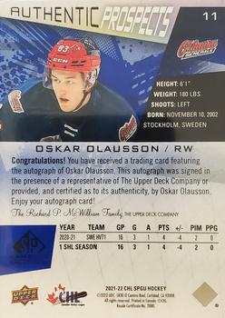 2021-22 SP Game Used CHL - Autographs Blue #11 Oskar Olausson Back