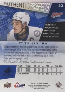 2021-22 SP Game Used CHL - Autographs Blue #23 Tyler Tullio Back