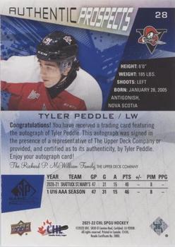 2021-22 SP Game Used CHL - Autographs Blue #28 Tyler Peddle Back