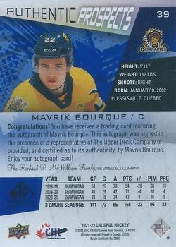 2021-22 SP Game Used CHL - Autographs Blue #39 Mavrik Bourque Back
