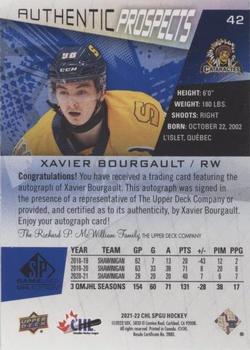 2021-22 SP Game Used CHL - Autographs Blue #42 Xavier Bourgault Back