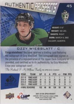 2021-22 SP Game Used CHL - Autographs Blue #45 Ozzy Wiesblatt Back