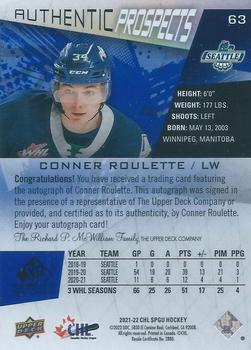 2021-22 SP Game Used CHL - Autographs Blue #63 Conner Roulette Back