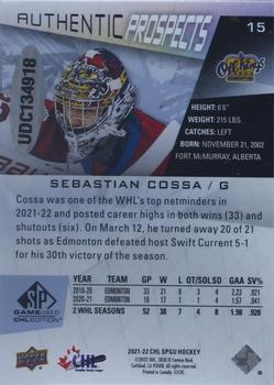 2021-22 SP Game Used CHL - Autographs Uniform Number #15 Sebastian Cossa Back