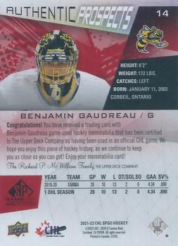 2021-22 SP Game Used CHL - Memorabilia Red #14 Benjamin Gaudreau Back
