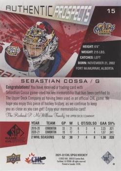 2021-22 SP Game Used CHL - Memorabilia Red #15 Sebastian Cossa Back