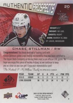 2021-22 SP Game Used CHL - Memorabilia Red #20 Chase Stillman Back