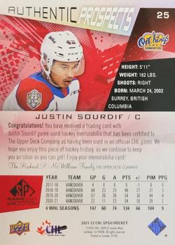 2021-22 SP Game Used CHL - Memorabilia Red #25 Justin Sourdif Back