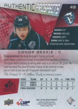 2021-22 SP Game Used CHL - Memorabilia Red #49 Conor Geekie Back