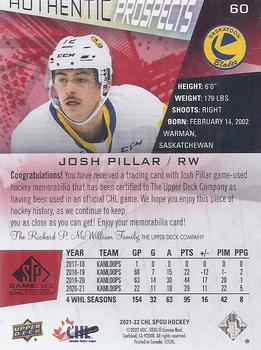 2021-22 SP Game Used CHL - Memorabilia Red #60 Josh Pillar Back