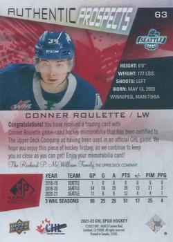 2021-22 SP Game Used CHL - Memorabilia Red #63 Conner Roulette Back