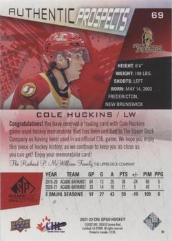 2021-22 SP Game Used CHL - Memorabilia Red #69 Cole Huckins Back