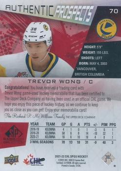 2021-22 SP Game Used CHL - Memorabilia Red #70 Trevor Wong Back