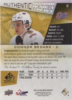 2021-22 SP Game Used CHL - Memorabilia Gold #2 Connor Bedard Back