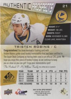 2021-22 SP Game Used CHL - Memorabilia Gold #21 Tristen Robins Back
