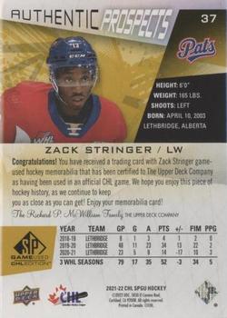 2021-22 SP Game Used CHL - Memorabilia Gold #37 Zack Stringer Back