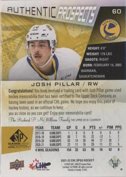 2021-22 SP Game Used CHL - Memorabilia Gold #60 Josh Pillar Back