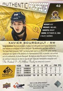 2021-22 SP Game Used CHL - Autograph Patch Gold #42 Xavier Bourgault Back