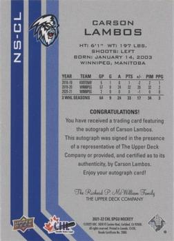 2021-22 SP Game Used CHL - New Style Autograph #NS-CL Carson Lambos Back