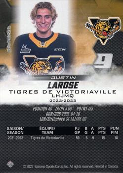 2022-23 Extreme Victoriaville Tigres (QMJHL) #NNO Justin Larose Back