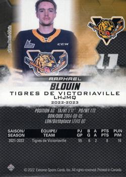 2022-23 Extreme Victoriaville Tigres (QMJHL) #NNO Raphael Blouin Back