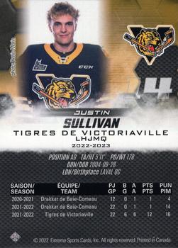 2022-23 Extreme Victoriaville Tigres (QMJHL) #NNO Justin Sullivan Back
