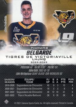 2022-23 Extreme Victoriaville Tigres (QMJHL) #NNO Thomas Belgarde Back