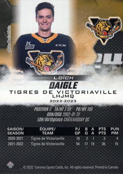 2022-23 Extreme Victoriaville Tigres (QMJHL) #NNO Loick Daigle Back