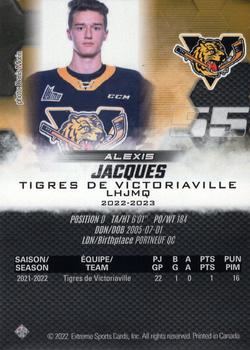 2022-23 Extreme Victoriaville Tigres (QMJHL) #NNO Alexis Jacques Back