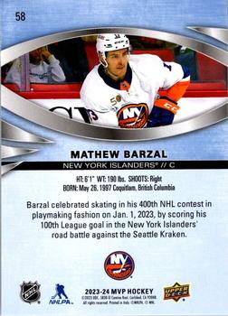 2023-24 Upper Deck MVP #58 Mathew Barzal Back