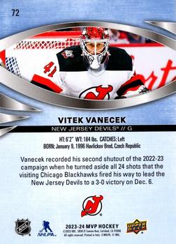 2023-24 Upper Deck MVP #72 Vitek Vanecek Back