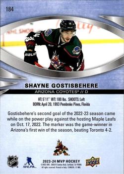 2023-24 Upper Deck MVP #184 Shayne Gostisbehere Back