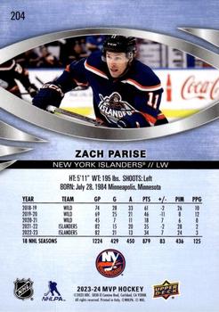 2023-24 Upper Deck MVP #204 Zach Parise Back