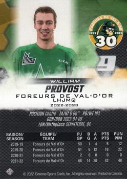 2022-23 Extreme Val-d'Or Foreurs (QMJHL) #NNO William Provost Back