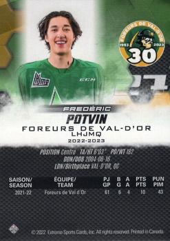 2022-23 Extreme Val-d'Or Foreurs (QMJHL) #NNO Frederic Potvin Back