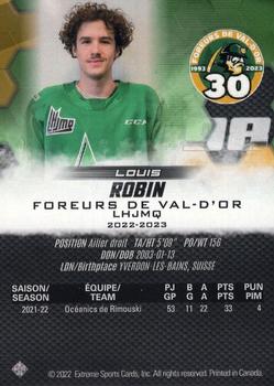 2022-23 Extreme Val-d'Or Foreurs (QMJHL) #NNO Louis Robin Back