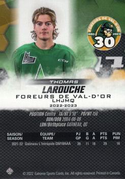 2022-23 Extreme Val-d'Or Foreurs (QMJHL) #NNO Thomas Larouche Back
