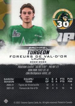 2022-23 Extreme Val-d'Or Foreurs (QMJHL) #NNO Zachael Turgeon Back