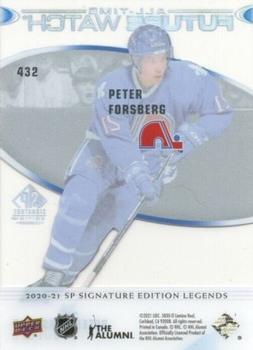 2020-21 SP Signature Edition Legends - Acetate All-Time Future Watch #432 Peter Forsberg Back