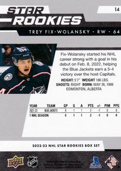 2022-23 Upper Deck NHL Star Rookies Box Set #14 Trey Fix-Wolansky Back