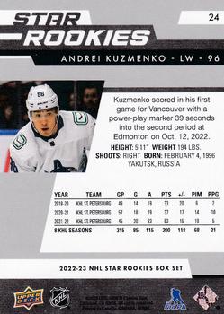 2022-23 Upper Deck NHL Star Rookies Box Set #24 Andrei Kuzmenko Back