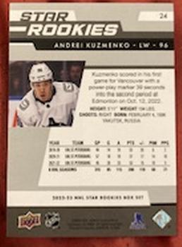 2022-23 Upper Deck NHL Star Rookies Box Set - Blue #24 Andrei Kuzmenko Back