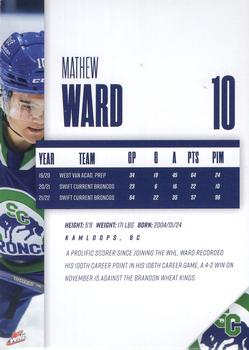 2022-23 Swift Current Broncos (WHL) #NNO Mathew Ward Back