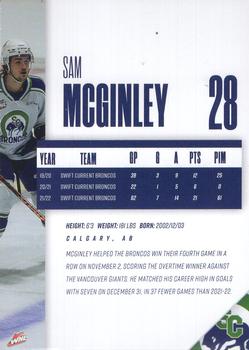 2022-23 Swift Current Broncos (WHL) #NNO Sam McGinley Back