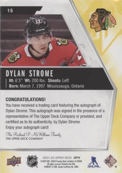 2021-22 SPx - Autographs #15 Dylan Strome Back