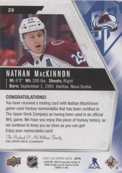 2021-22 SPx - Jerseys #29 Nathan MacKinnon Back