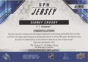 2021-22 SPx - SPx Jerseys #J-SC Sidney Crosby Back