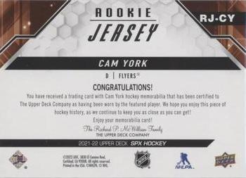 2021-22 SPx - Rookie Jersey #RJ-CY Cam York Back