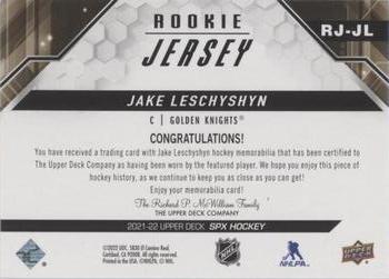 2021-22 SPx - Rookie Jersey #RJ-JL Jake Leschyshyn Back