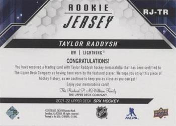 2021-22 SPx - Rookie Jersey #RJ-TR Taylor Raddysh Back